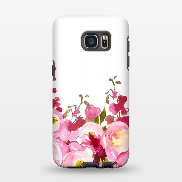 Galaxy S7 EDGE StrongFit Red and Pink Floral Meadow by  Utart