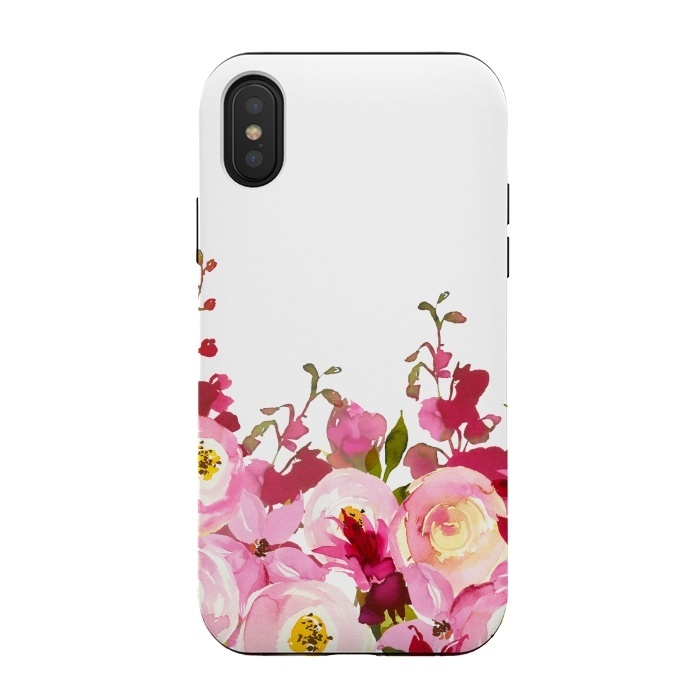 iPhone Xs / X StrongFit Red and Pink Floral Meadow by  Utart