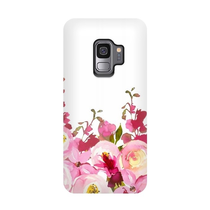Galaxy S9 StrongFit Red and Pink Floral Meadow by  Utart