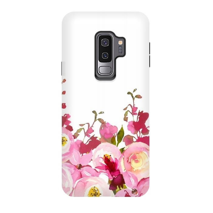 Galaxy S9 plus StrongFit Red and Pink Floral Meadow by  Utart