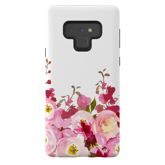 Galaxy Note 9 StrongFit Red and Pink Floral Meadow by  Utart