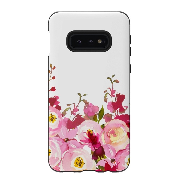 Galaxy S10e StrongFit Red and Pink Floral Meadow by  Utart