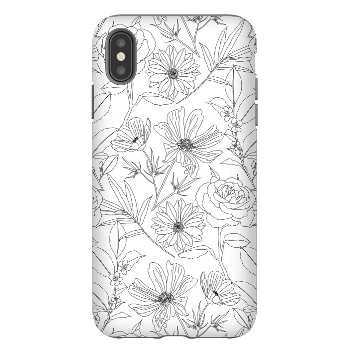 iPhone Xs Max StrongFit stylish garden flowers black outlines design by InovArts