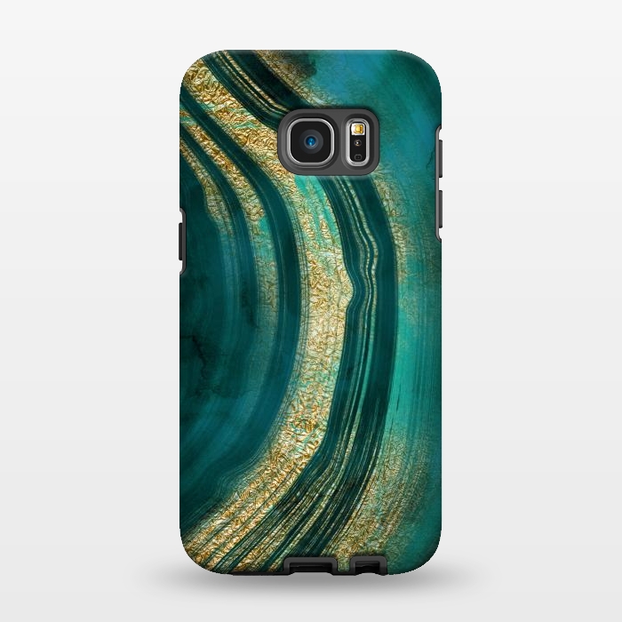 Galaxy S7 EDGE StrongFit Bohemian Green Marble with Gold Veins by DaDo ART