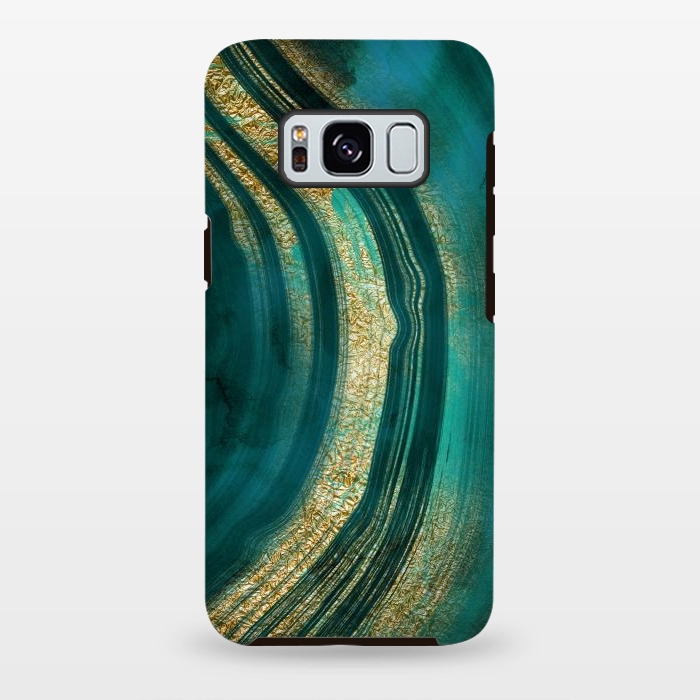 Galaxy S8 plus StrongFit Bohemian Green Marble with Gold Veins by DaDo ART