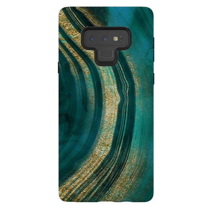Galaxy Note 9 StrongFit Bohemian Green Marble with Gold Veins by DaDo ART