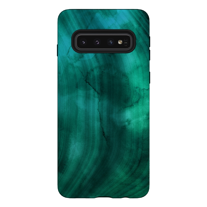 Galaxy S10 StrongFit Emerald Ink Marble Texture by DaDo ART