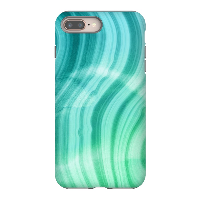 iPhone 7 plus StrongFit Teal and White Marble Waves by DaDo ART