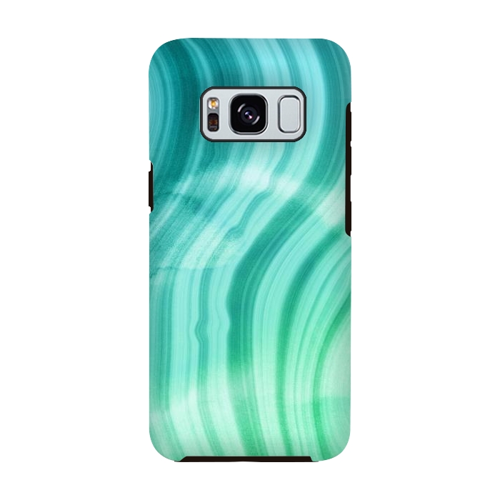 Galaxy S8 StrongFit Teal and White Marble Waves by DaDo ART