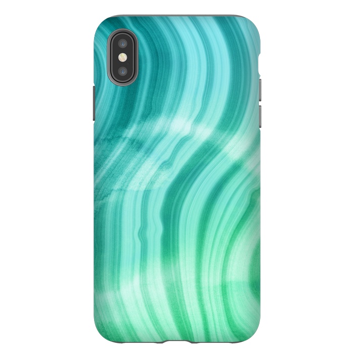 iPhone Xs Max StrongFit Teal and White Marble Waves by DaDo ART