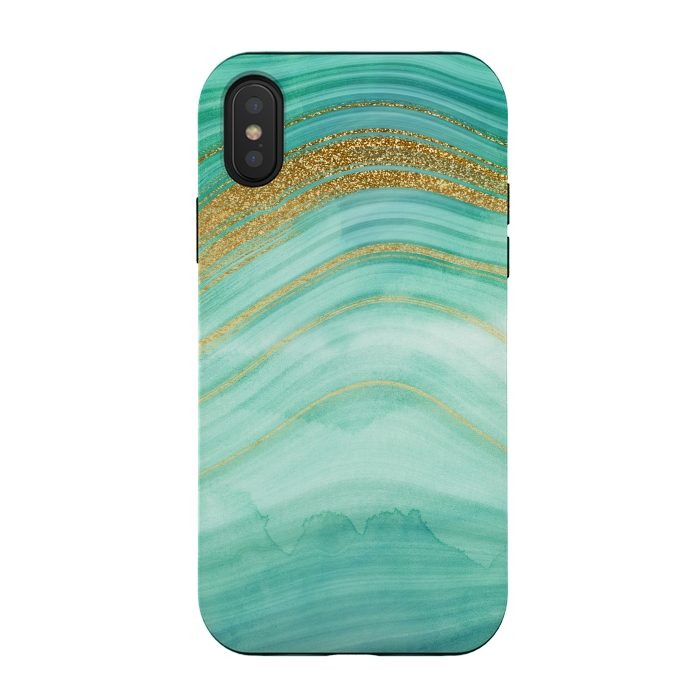 iPhone Xs / X StrongFit Golden Mermaid Marble Waves by DaDo ART