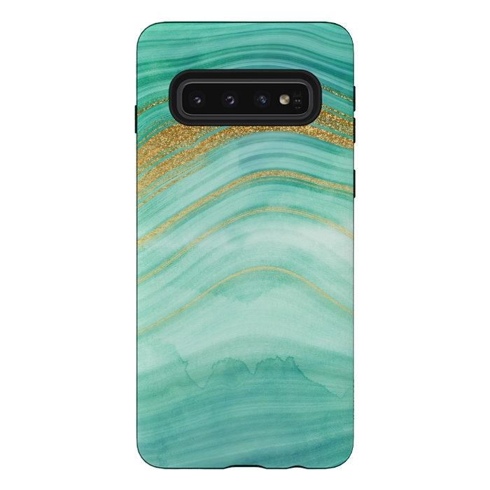 Galaxy S10 StrongFit Golden Mermaid Marble Waves by DaDo ART