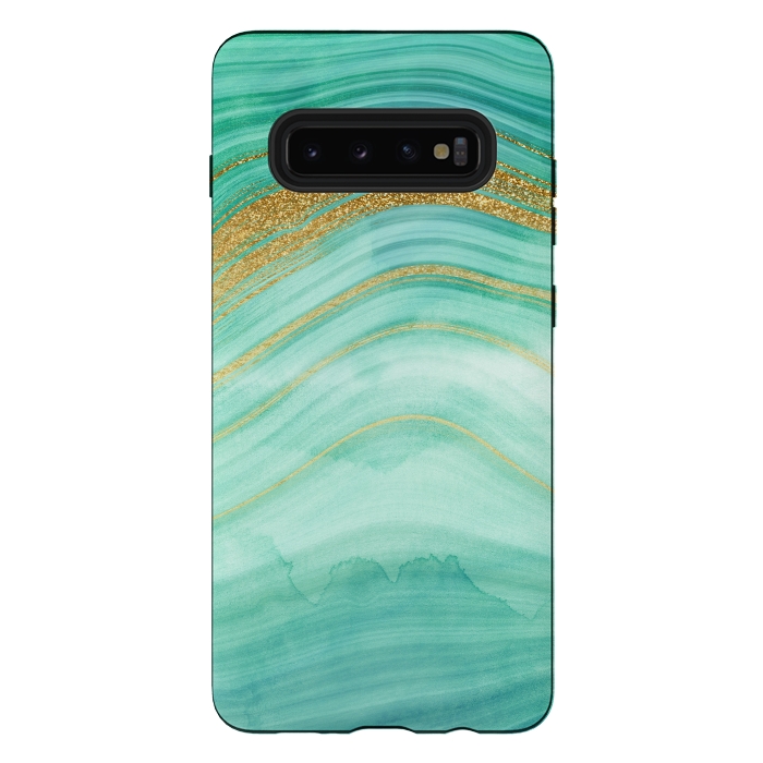 Galaxy S10 plus StrongFit Golden Mermaid Marble Waves by DaDo ART