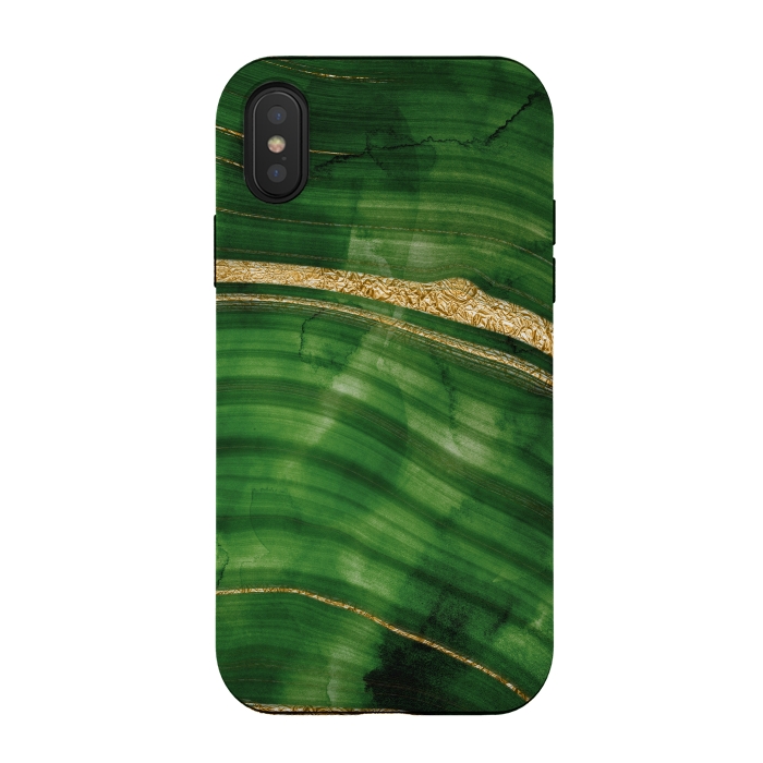iPhone Xs / X StrongFit Malachite and Gold Mermaid Waves by DaDo ART