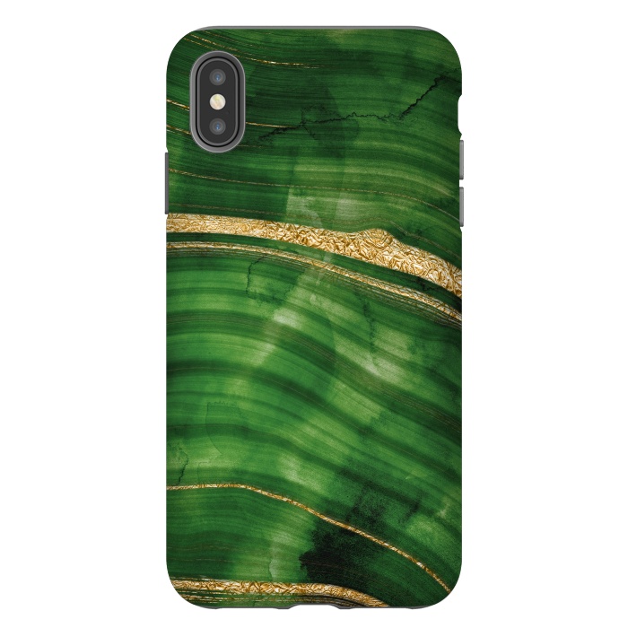 iPhone Xs Max StrongFit Malachite and Gold Mermaid Waves by DaDo ART