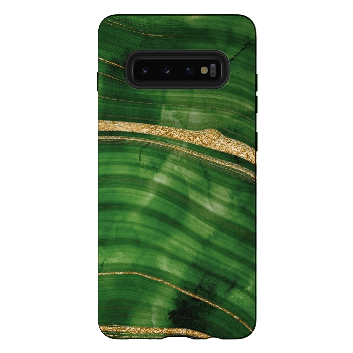 Galaxy S10 plus StrongFit Malachite and Gold Mermaid Waves by DaDo ART