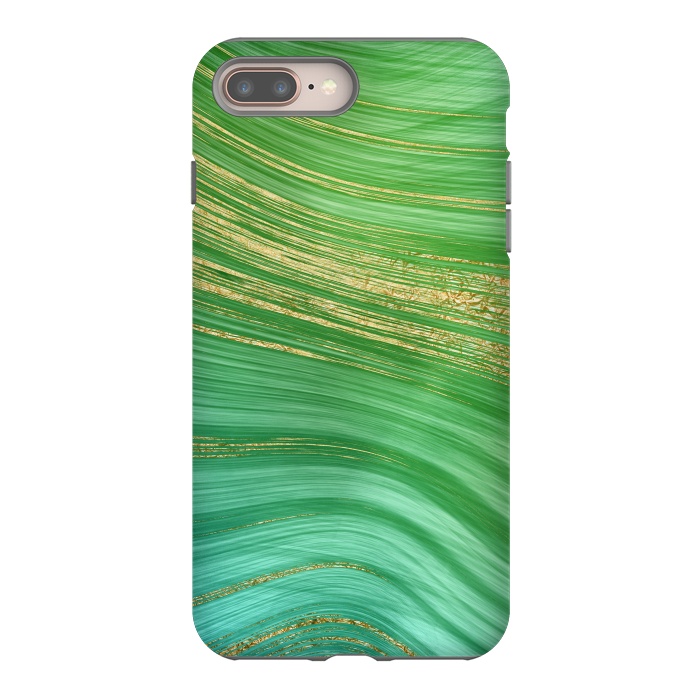 iPhone 7 plus StrongFit Spring Green and TEal and Gold Mermaid Marble WAves by DaDo ART