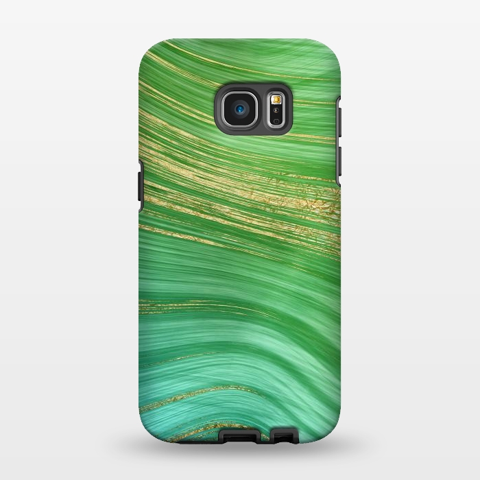 Galaxy S7 EDGE StrongFit Spring Green and TEal and Gold Mermaid Marble WAves by DaDo ART