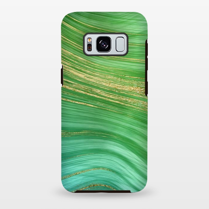 Galaxy S8 plus StrongFit Spring Green and TEal and Gold Mermaid Marble WAves by DaDo ART