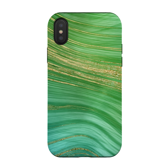 iPhone Xs / X StrongFit Spring Green and TEal and Gold Mermaid Marble WAves by DaDo ART