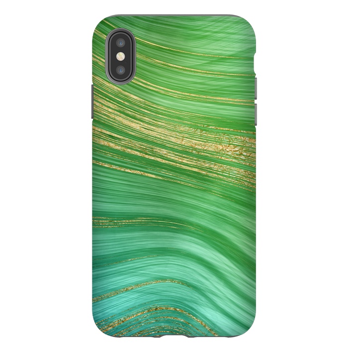 iPhone Xs Max StrongFit Spring Green and TEal and Gold Mermaid Marble WAves by DaDo ART