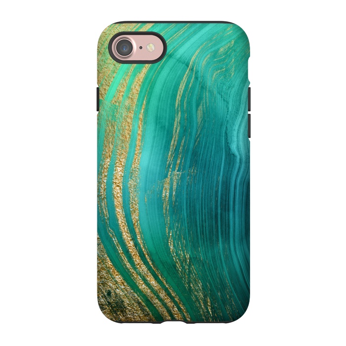 iPhone 7 StrongFit Green and Teal Gold Marble  by DaDo ART