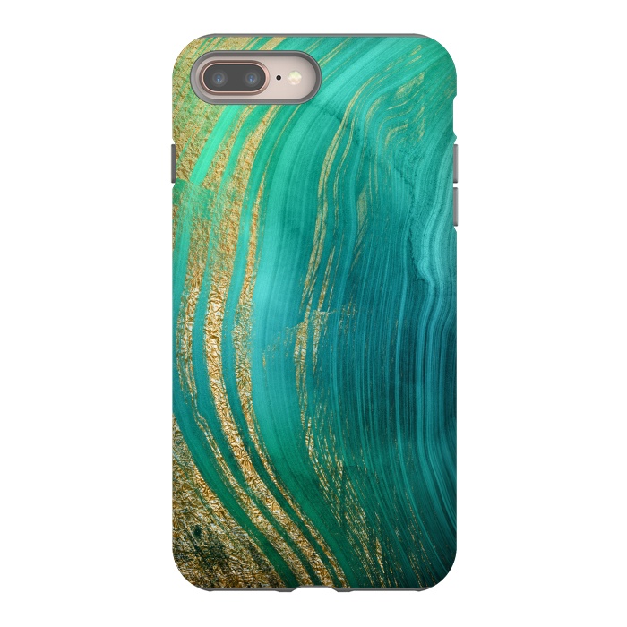 iPhone 7 plus StrongFit Green and Teal Gold Marble  by DaDo ART