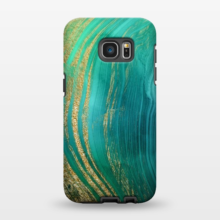 Galaxy S7 EDGE StrongFit Green and Teal Gold Marble  by DaDo ART