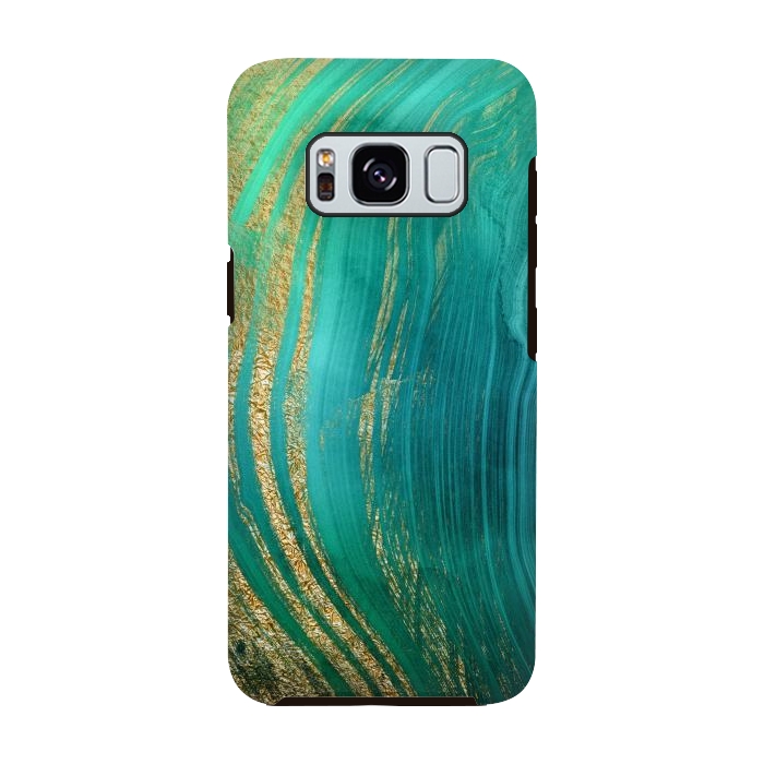Galaxy S8 StrongFit Green and Teal Gold Marble  by DaDo ART