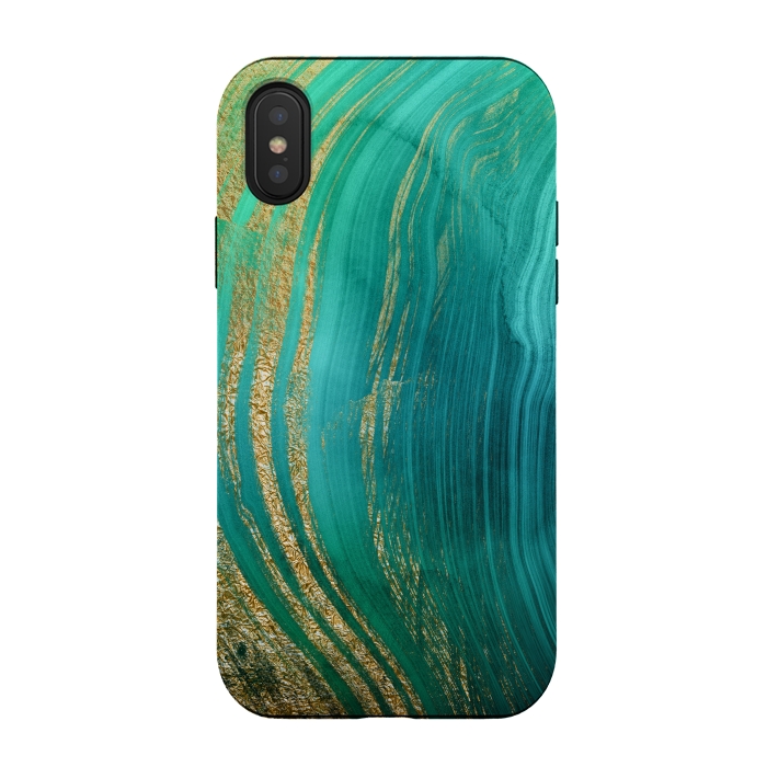 iPhone Xs / X StrongFit Green and Teal Gold Marble  by DaDo ART