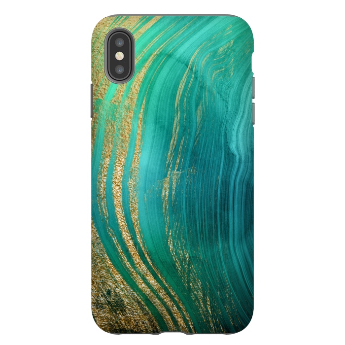 iPhone Xs Max StrongFit Green and Teal Gold Marble  by DaDo ART