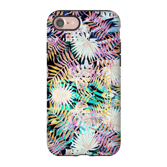 iPhone 7 StrongFit Colorful tropical palm leaves and stripes by Oana 