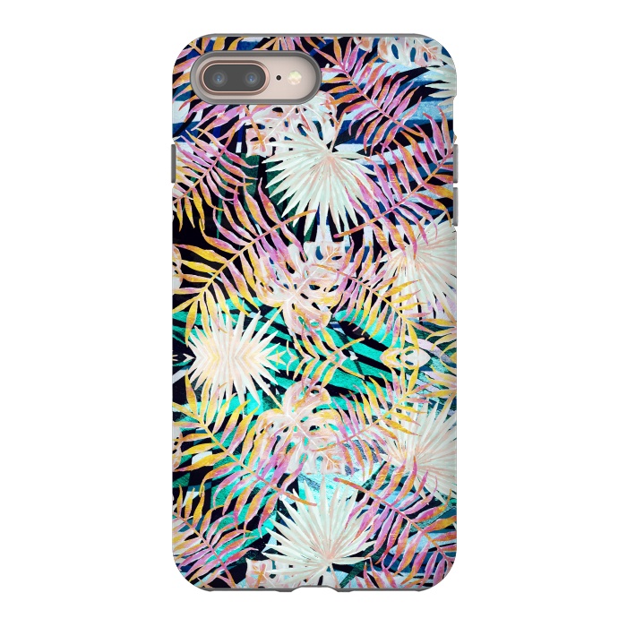 iPhone 7 plus StrongFit Colorful tropical palm leaves and stripes by Oana 