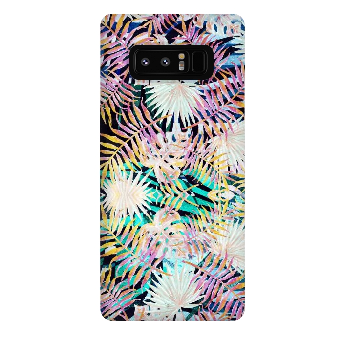 Galaxy Note 8 StrongFit Colorful tropical palm leaves and stripes by Oana 