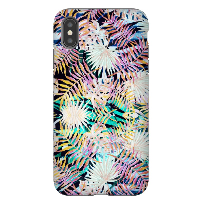 iPhone Xs Max StrongFit Colorful tropical palm leaves and stripes by Oana 