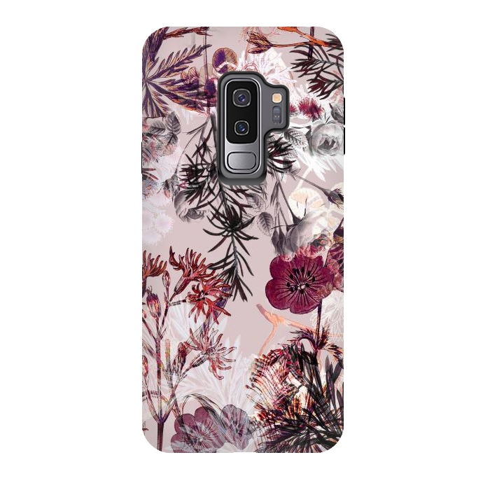 Galaxy S9 plus StrongFit Blush pink botanical illustration by Oana 