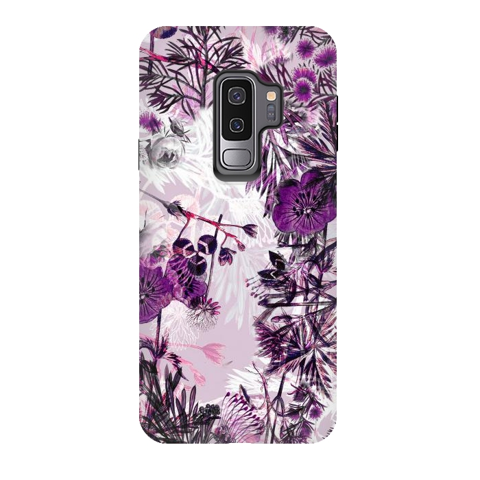 Galaxy S9 plus StrongFit Romantic purple botanical illustration by Oana 