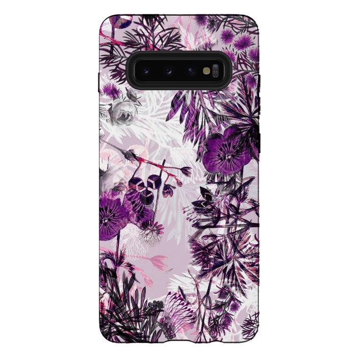 Galaxy S10 plus StrongFit Romantic purple botanical illustration by Oana 