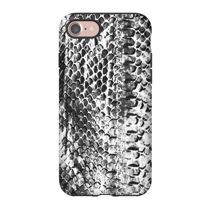 iPhone 7 StrongFit Black and white ink snake skin animal print by Oana 
