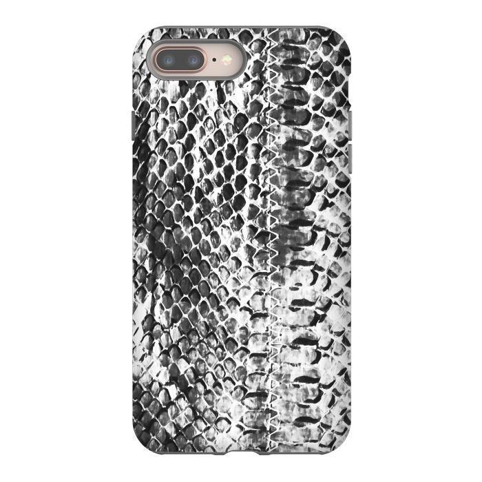 iPhone 7 plus StrongFit Black and white ink snake skin animal print by Oana 