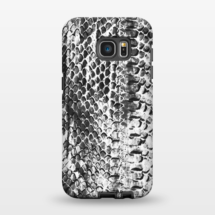 Galaxy S7 EDGE StrongFit Black and white ink snake skin animal print by Oana 