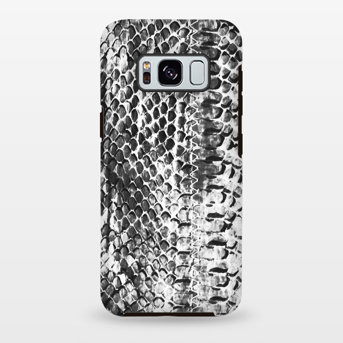 Galaxy S8 plus StrongFit Black and white ink snake skin animal print by Oana 
