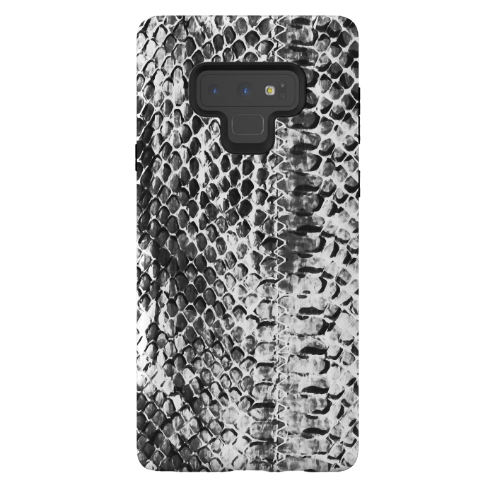 Galaxy Note 9 StrongFit Black and white ink snake skin animal print by Oana 
