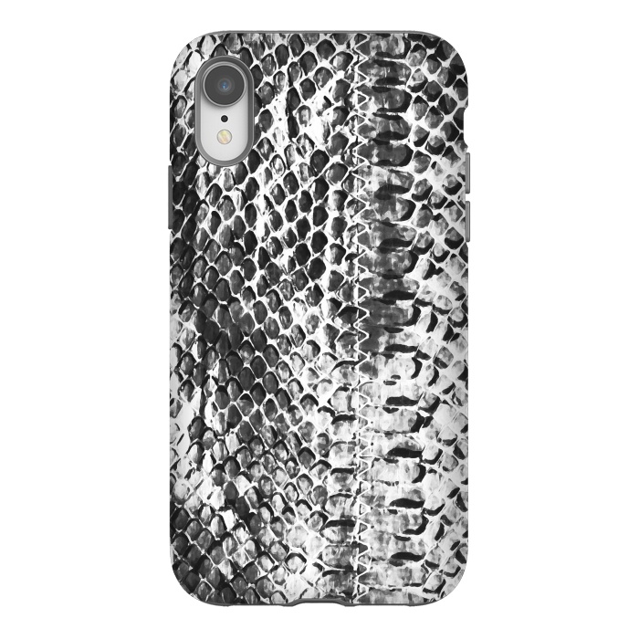 iPhone Xr StrongFit Black and white ink snake skin animal print by Oana 