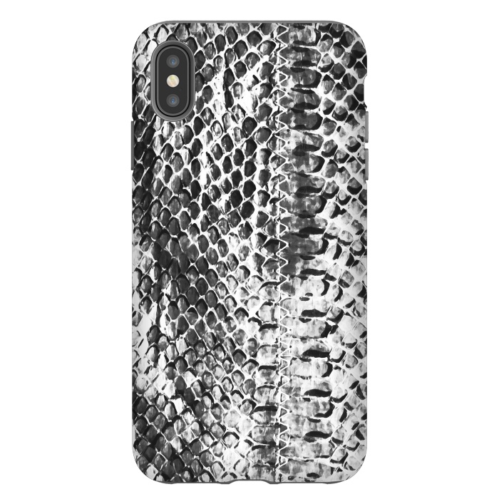 iPhone Xs Max StrongFit Black and white ink snake skin animal print by Oana 