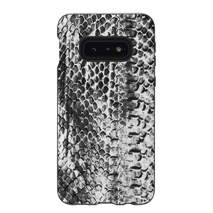 Galaxy S10e StrongFit Black and white ink snake skin animal print by Oana 