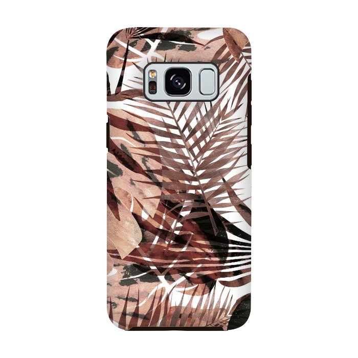 Galaxy S8 StrongFit Brown tropical palm and ficus leaves by Oana 