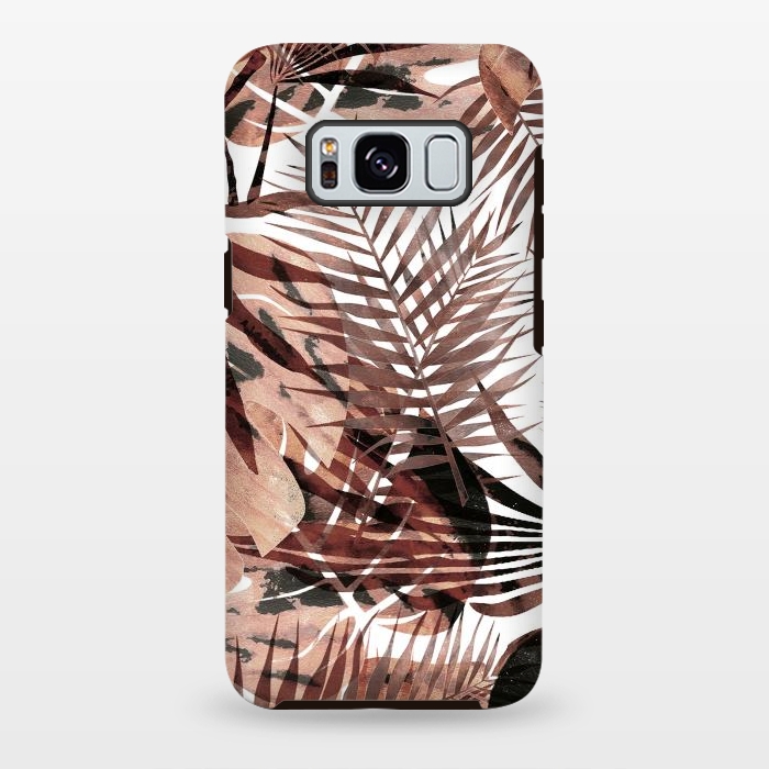 Galaxy S8 plus StrongFit Brown tropical palm and ficus leaves by Oana 