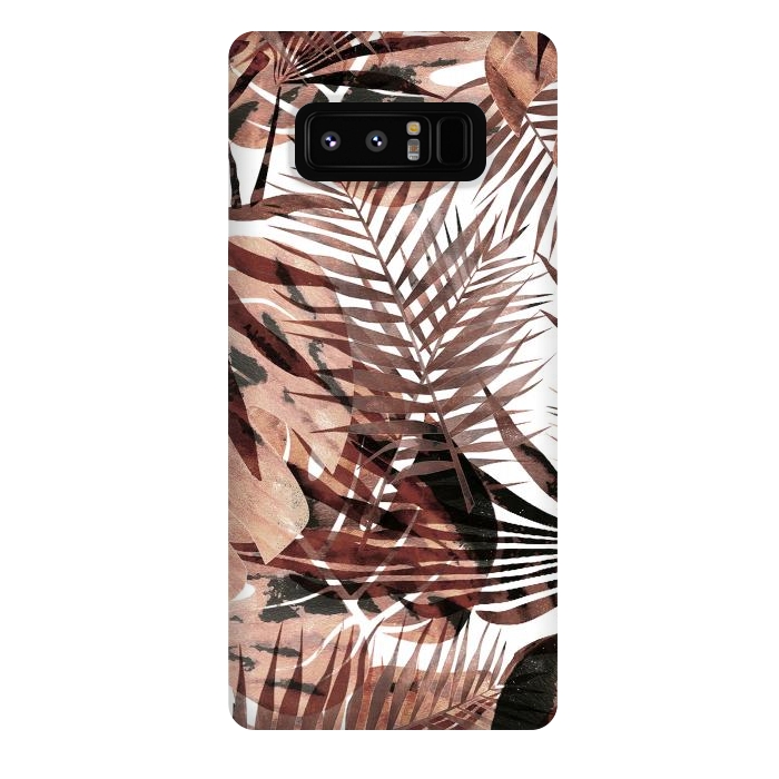 Galaxy Note 8 StrongFit Brown tropical palm and ficus leaves by Oana 