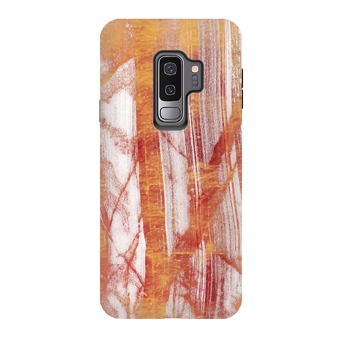 Galaxy S9 plus StrongFit Gold marble brushstrokes by Oana 